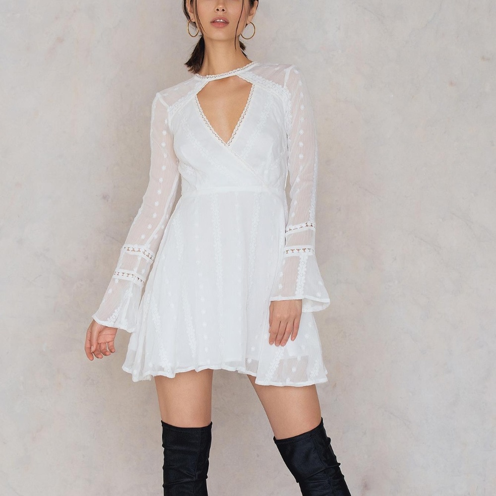 Endless Rose Flared Lace Dress with Bell Sleeves